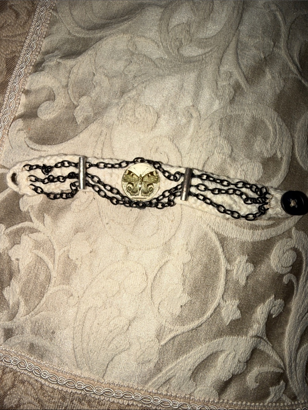 Gold Butterfly Multi-Chain Bracelet fabric artist made
